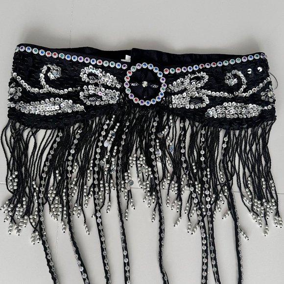 Festival Rave Carnival Bra and Belt Set w Beads, Sequins and Fringe - Size S/M - Picture 6 of 9